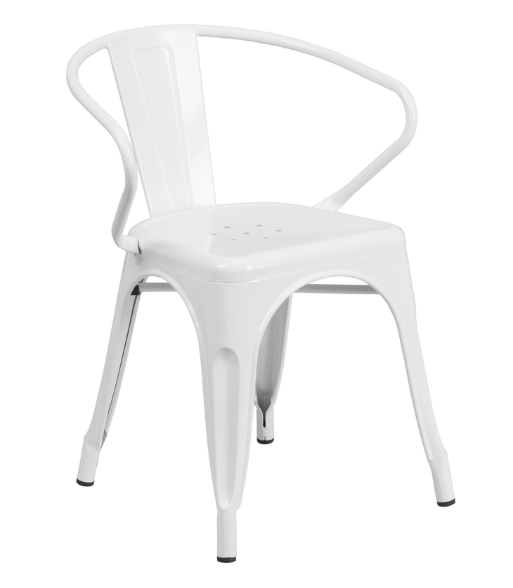FF-White Metal Indoor-Outdoor Chair with Arms