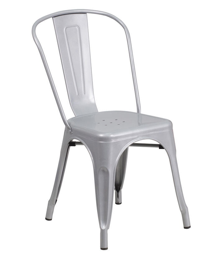 FF-Silver Metal Indoor-Outdoor Restaurant Chair